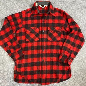 Woolrich Mens Shirt M Red Buffalo Plaid Wool Vintage